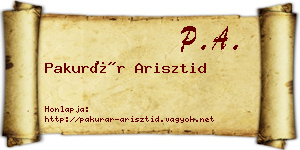 Pakurár Arisztid névjegykártya